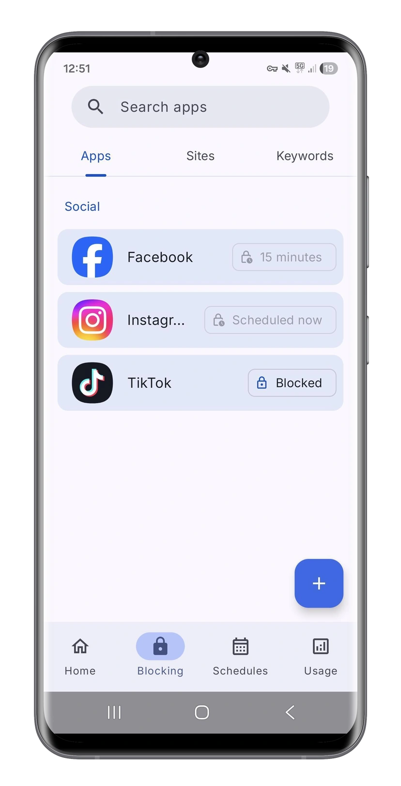 Daily Blocker app screens