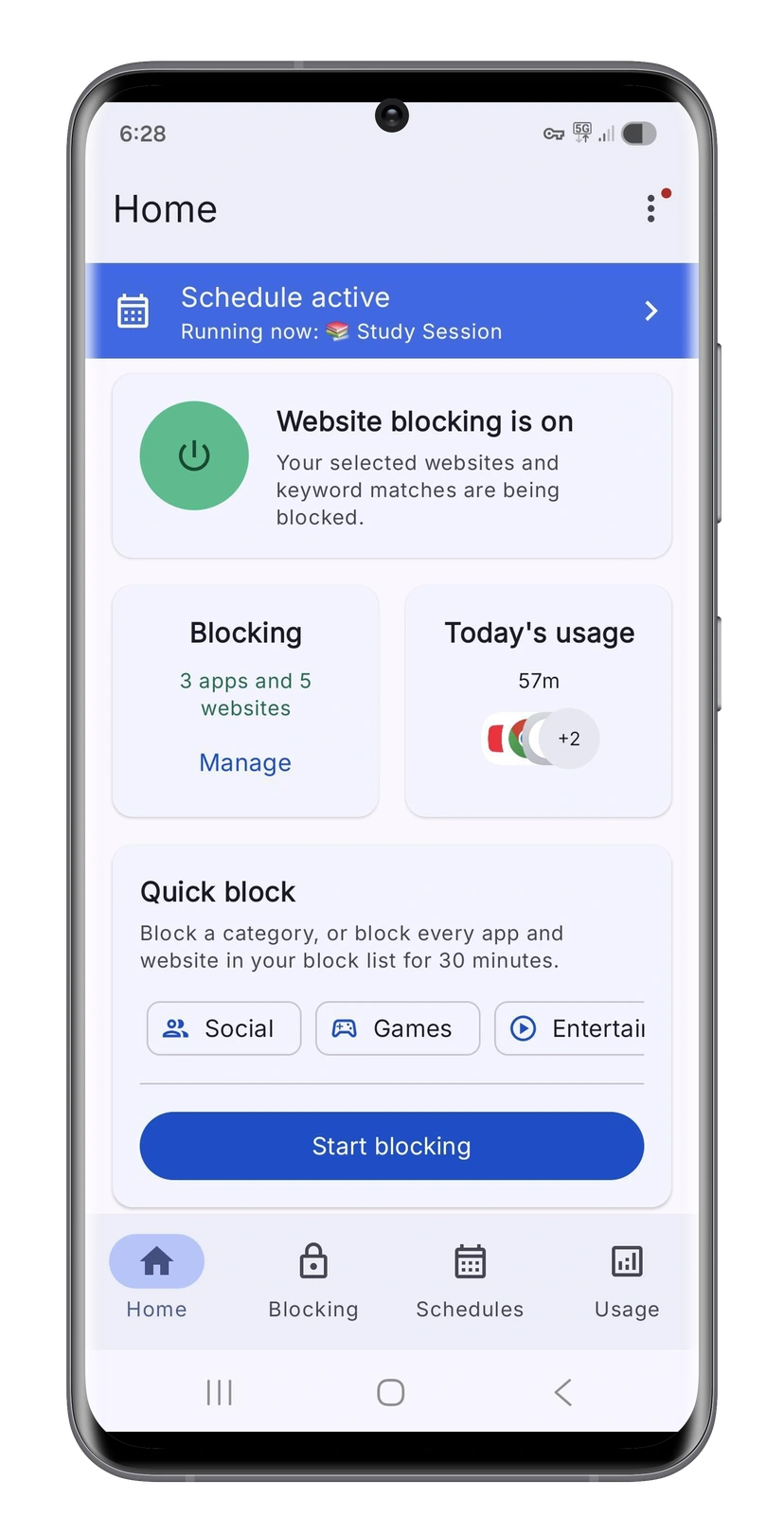 Daily Blocker app preview light