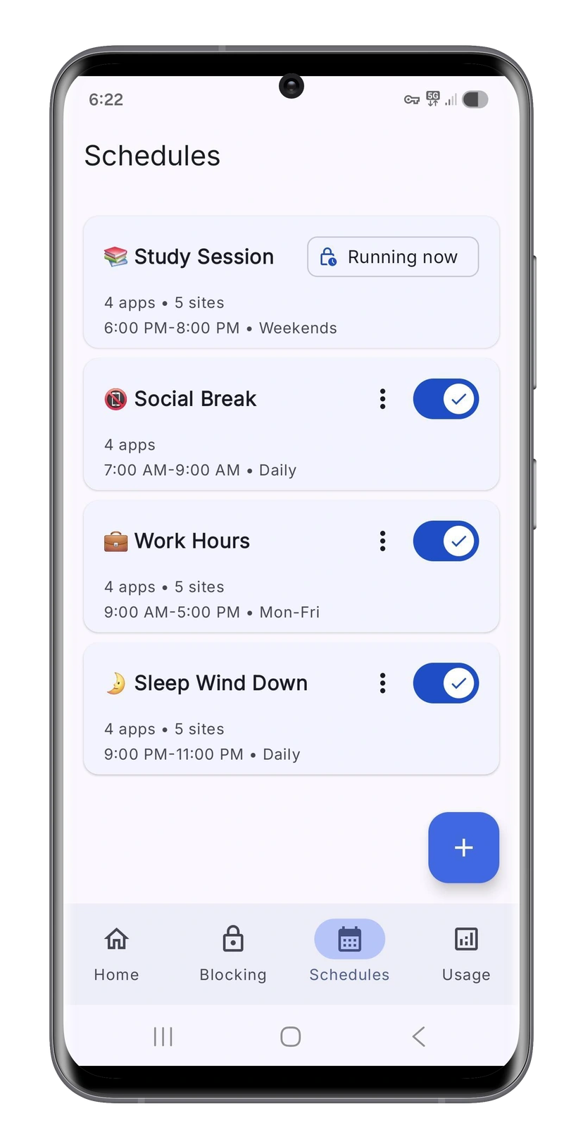 Daily Blocker app preview light